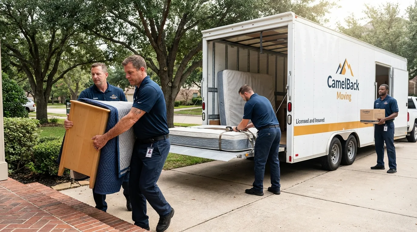 Crew loading residential truck for cross-state move from Port Norris, NJ