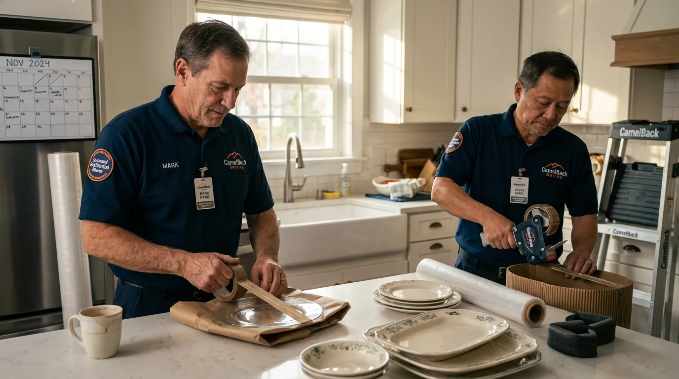 Professional crew packing kitchen dishware in Port Norris, NJ