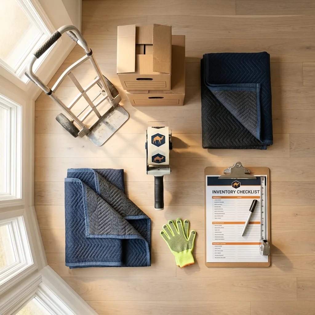 Professional moving supplies and packing materials layout for Port Norris residential relocations